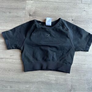 EUC Gymshark ULTRA SEAMLESS CROP TOP - size small - black